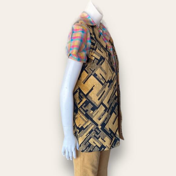 Vtg 70s Fench Terry Unisex Vest Large - Picture 3 of 6